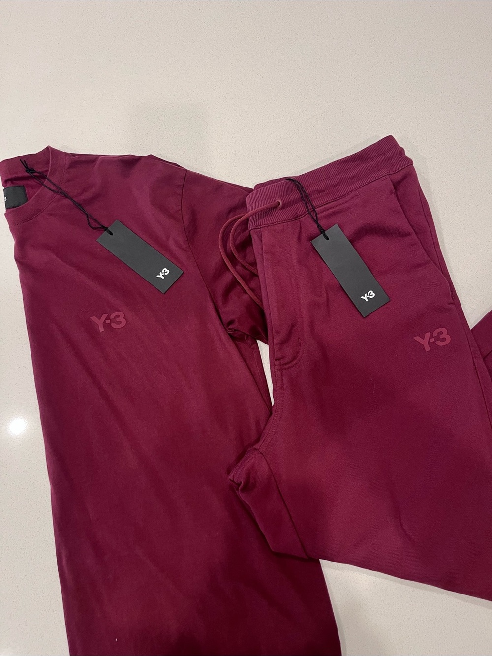 Y-3 Men's Sweatpants & Tee Set - Deep Wine